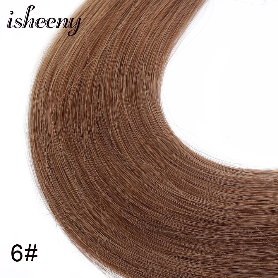 Isheeny 1" 18" 2" Remy fusion волосы для наращивания прямые 25 прядей для ногтей u-образные человеческие волосы 11 цветов - Цвет: #6