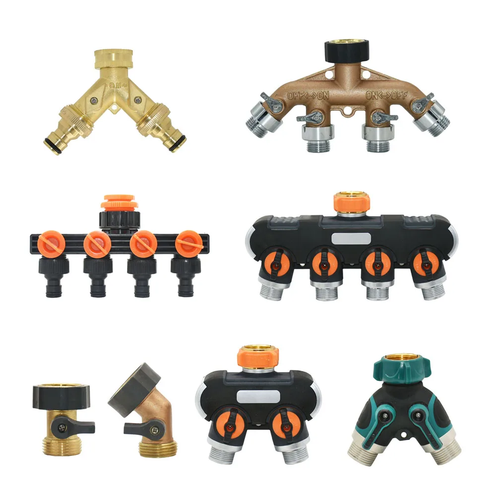 3/4 4 de latón de plástico divisor de manguera para jardín Y tipo de conector distribuidor para al aire libre grifo Y grifo