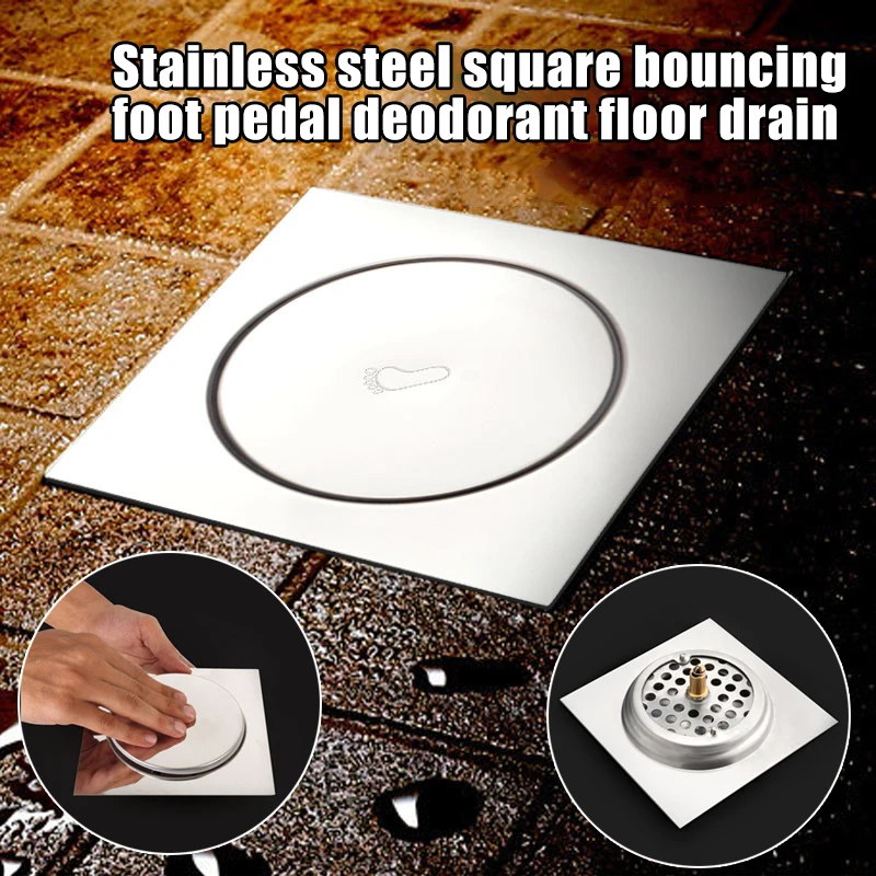 Hot Stainless Steel Bouncing Floor Drain Sewer Anti-blocking Filter Shower Cover Metal Anti-smell Pedal Bathroom Kitchen | Обустройство