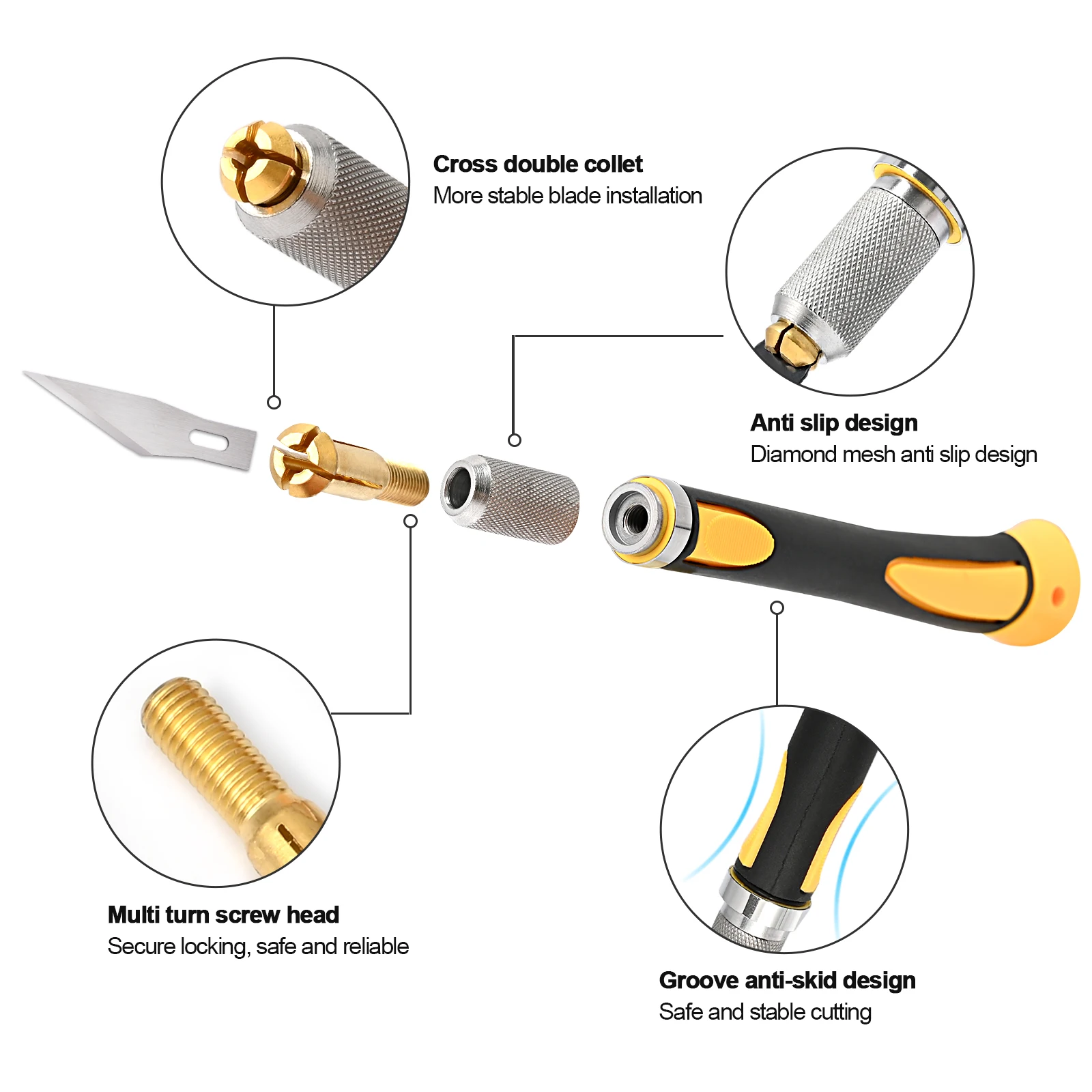 EHDIS Car Vinyl Cutter Carbon Fiber Film Slitter +14Pcs Multi-Size Metal Blade Carving Knife Graving Tool for Auto Foil Wrapping