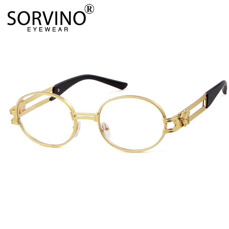 SORVINO Retro Fashion Oval Sunglasses Brand Women Shades Men Steampunk Goggles Luxury Designer Gothic Red Black Sun Glasses P399