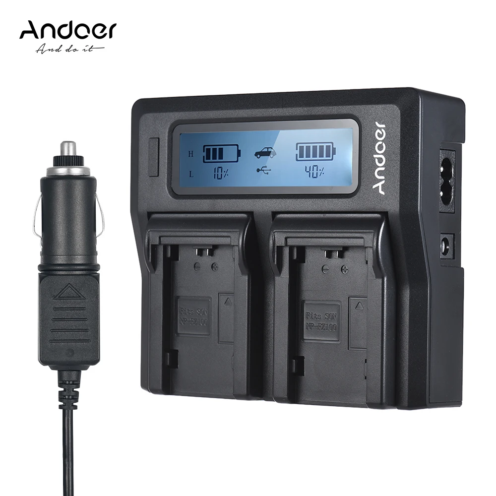 Andoer NP F970 Двухканальное зарядное устройство для цифровой камеры с ЖК дисплеем Sony
