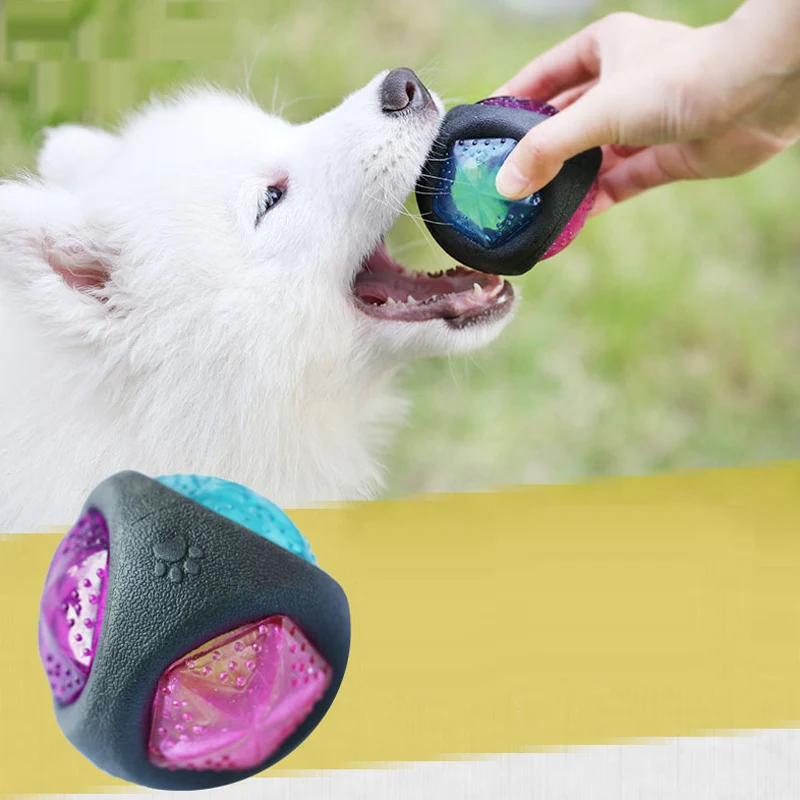 

Dog Durable Toy Rubber Bouncy Balls Bite- resistant Dog Chewing Ball Dog Training Pet Toys With Sound and Light Pet Supplies