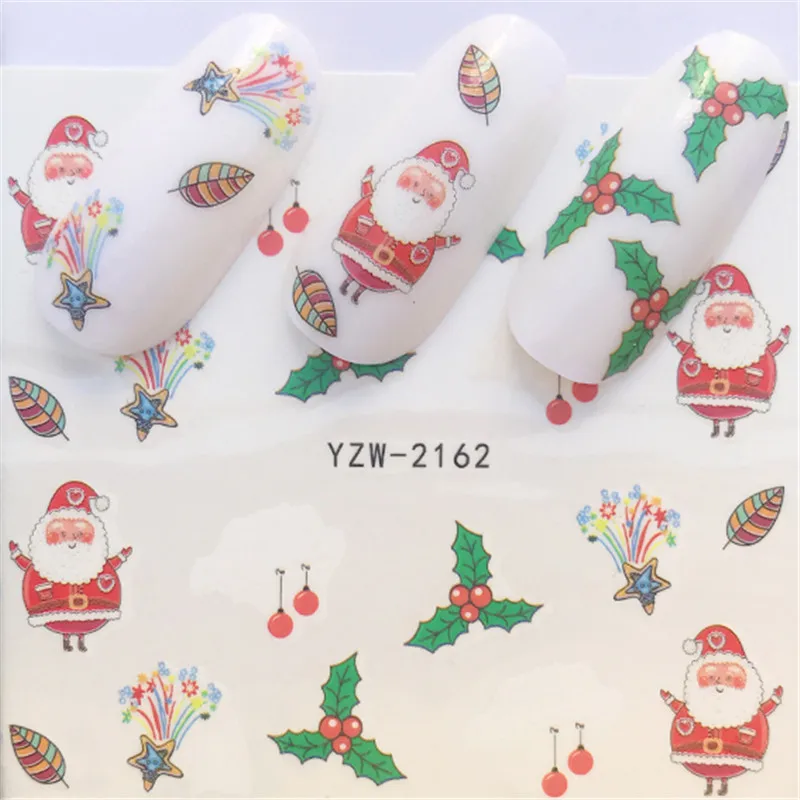 1 лист зима Рождество слайдер наклейки для ногтей DIY маникюр Водные Аксессуары переводная фольга Рождественский подарок - Цвет: YZW-2162