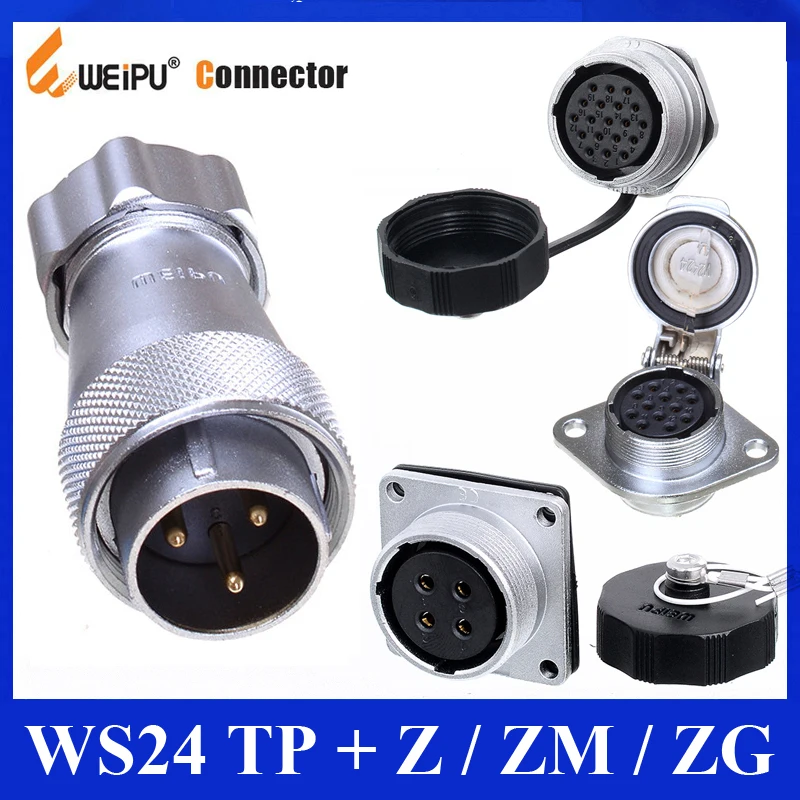 WS24 Aviation Plug & Square Socket Connector Adapter 2/3/4/9/10/12/19 Pin Cor 