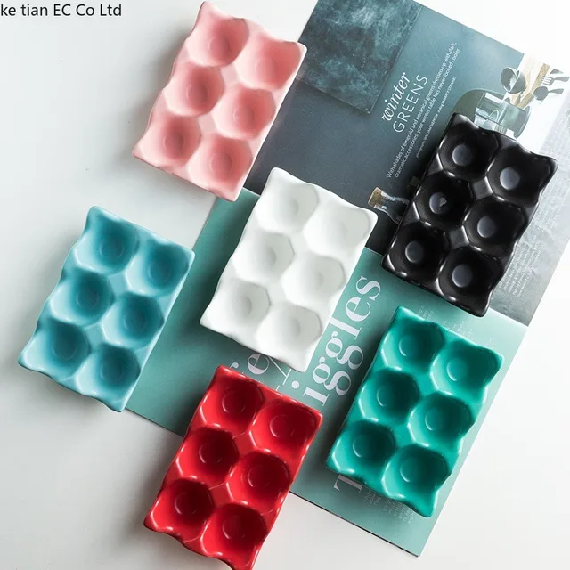 1Db 6 Rács Tojástartó Kerámia Csúszásgátló Tojásdoboz Hűtőszekrény Ütésálló Tojás Tálca Tartó Tároló Doboz Otthoni Szervezet - Image 4