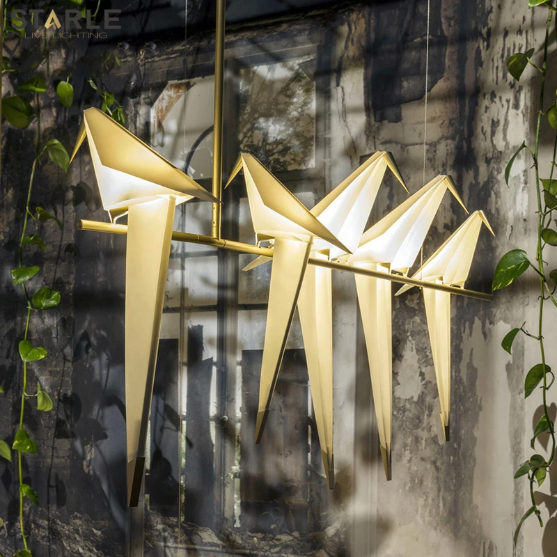 

ins Nordic Creative Origami Bird Thousand Paper Crane Chandelier Postmodern Villa Club Restaurant Bar Designer Art Light