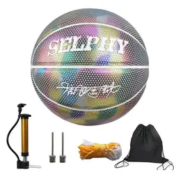 Holographic Reflective Basketball - Glowing Holographic Basketball  Reflective Luminous Basketball Glow In The Dark Unique Boy