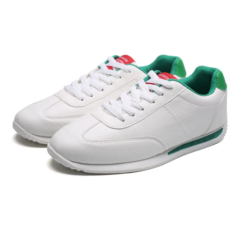 Классические мужские повседневные туфли студенческие модные белые кроссовки для влюбленных размер 35-44 удобные легкие теннисные мужские летние туфли - Цвет: White Green