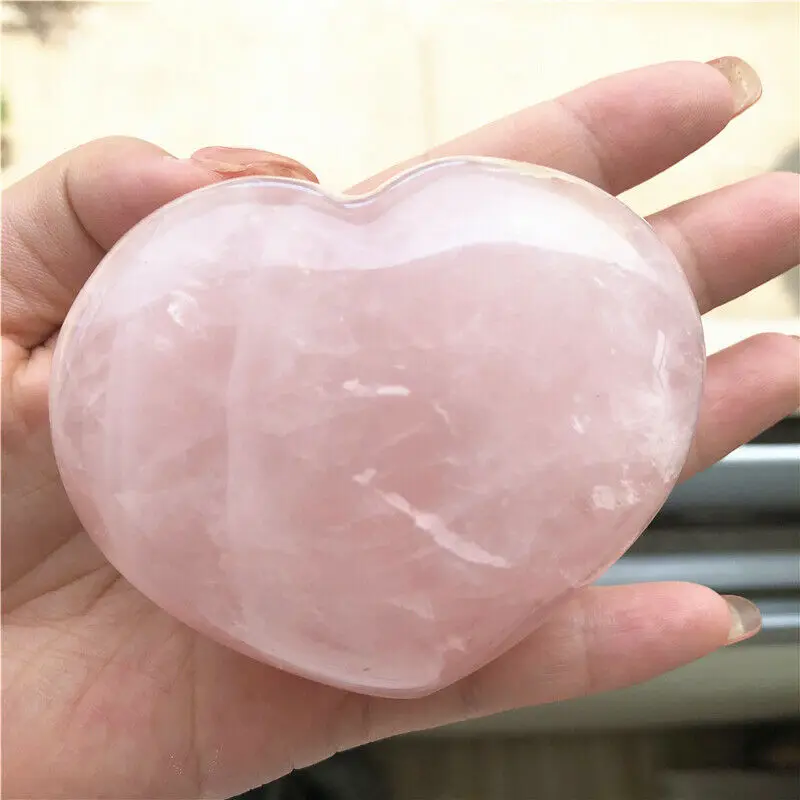 cheap Beautiful Heart Shaped Natural Rose Crystal Heart Stone Pink Quartz Specimens Healing Natural Quartz Crystals