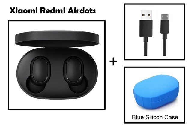 blue case cable Xiaomi Redmi Airdots TWS Bluetooth 5,0 наушники 12Hous длительный срок службы батареи Смарт сенсорное управление клавишами 4,1g перезаряжаемые наушники - Цвет: blue case cable