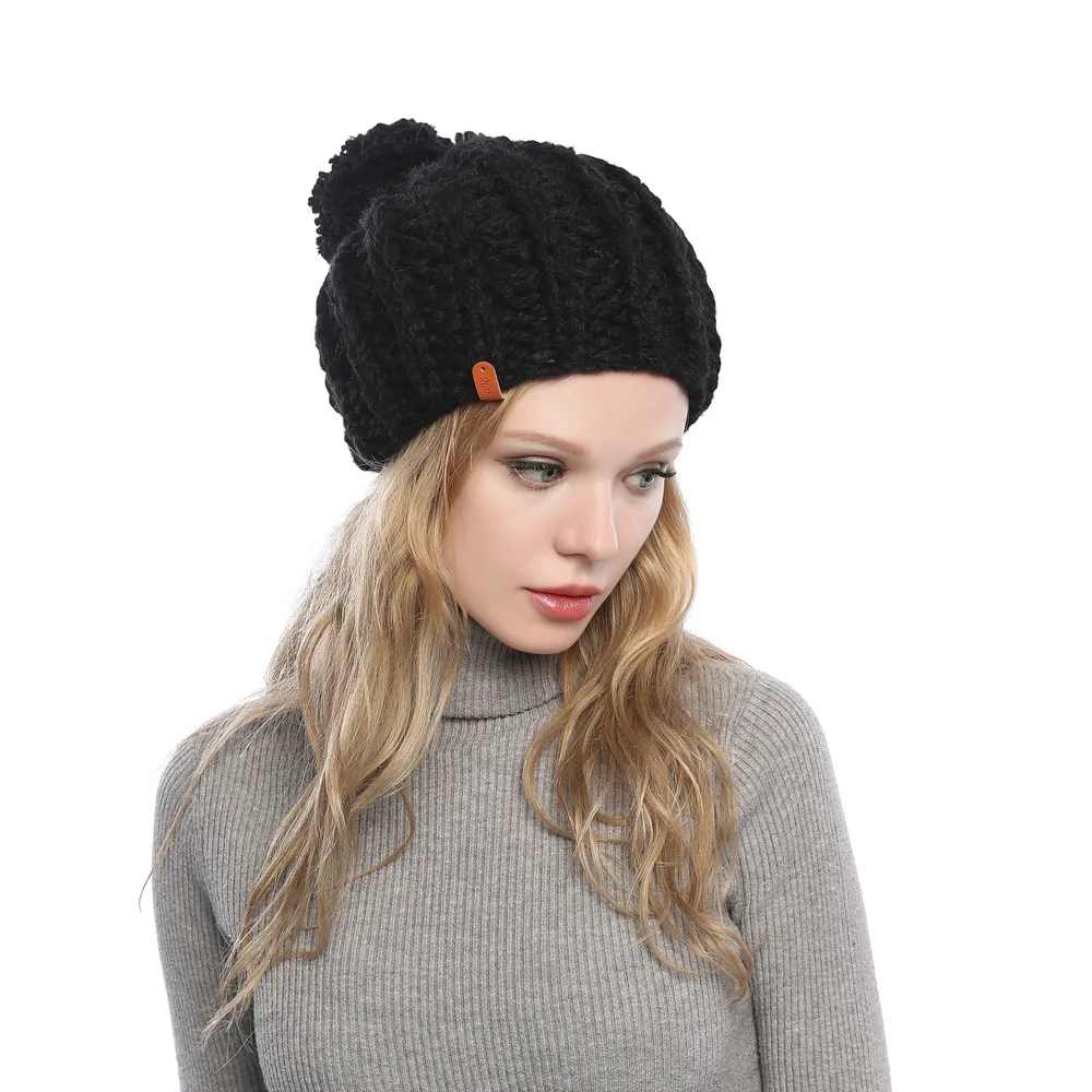 Женская теплая шерстяная шапка на осень и зиму, модная Корейская вязаная шапка, милые шаровые головные уборы