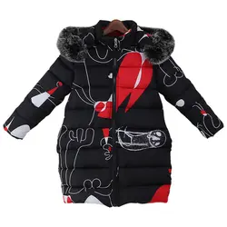 Зимняя куртка для девочек детская утепленная куртка с хлопковой подкладкой, детская одежда зимняя куртка Яркое пальто с капюшоном для