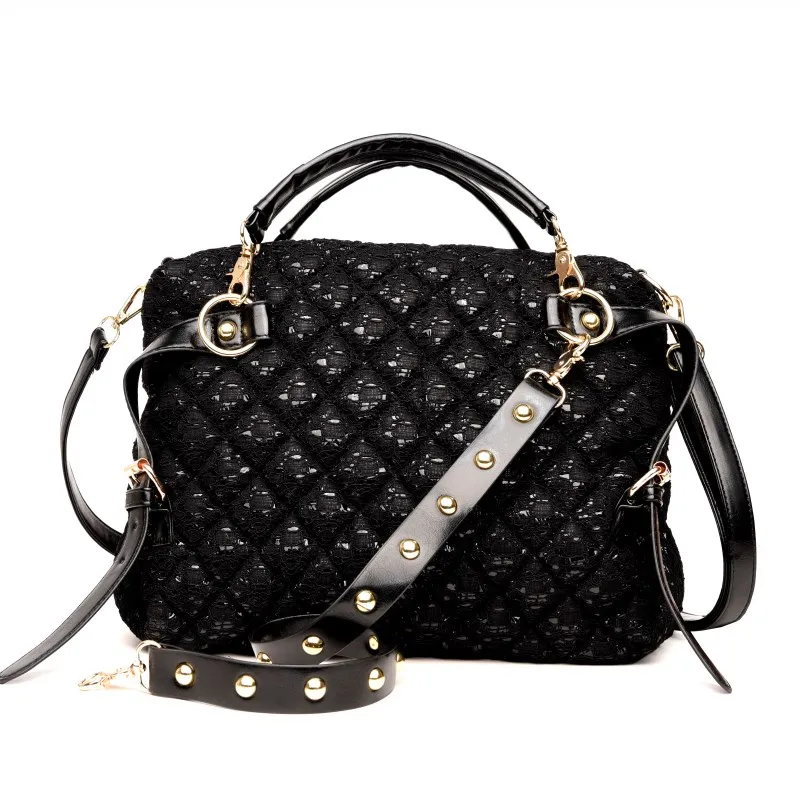 

Ladies Fashion Handbags Lace Big Bag 2019 New Female Messenger Shoulder Bag High Quality Diamond Lattice Women Purse and Handbag