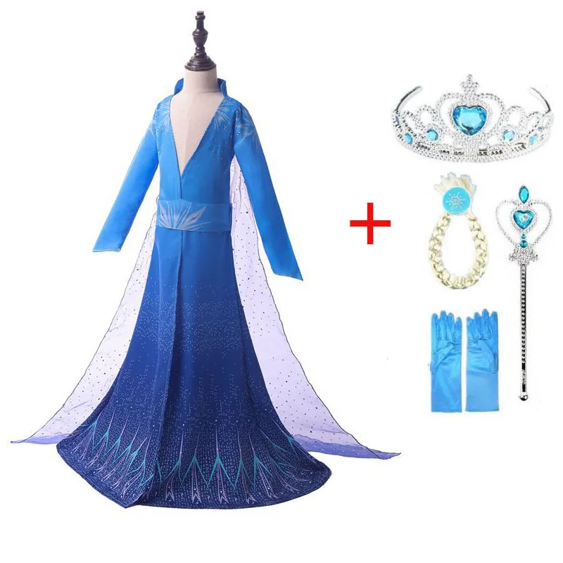 

New Elsa 2 Dress Girls Princess Dresses Halloween Cosplay Costume Winter Long Sleeve Anna Elza Costume for Kids Girl Vestidos