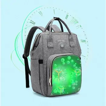 

Baby Diaper Bag Backpack + Hooks For Stroller Active Oxygen Ozone Sterilization design Portable Baby Bottle Toy Disinfection
