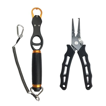 

Aluminum Fish Lip Gripper Grip Grabber Tool with Weight Scale Outdoor Portable Fishing Tackle Pesca Fishing Pliers Tool Lures