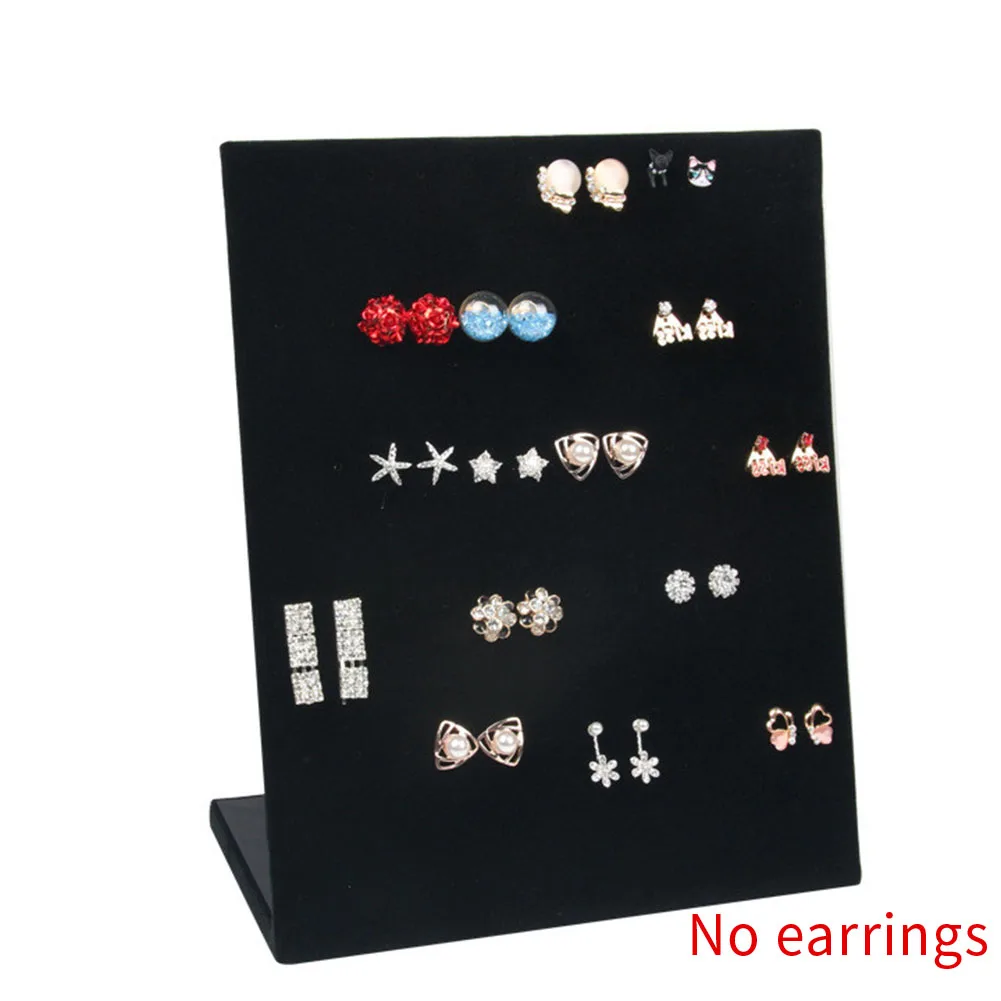 Jewelry Organizer Decoration Home Gift Earring Holder Space Saving Display Stand Velvet Fabric Desktop Necklace L Shape Hanging