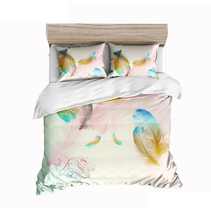 Dream Ns 3d Color Peacock Feather Bedding Set Winter Solstice