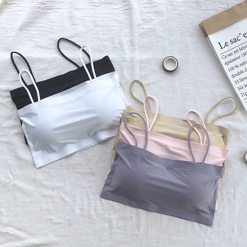 Summer Women Sling Tube Top Sexy Bra Top Breathable Chest Pad Wearing Underwear Seamless Ice Silk Breast Wrap Lingerie Female Summer Women Sling Tube Top Sexy Bra Top Breathable Chest Pad Wearing Underwear Seamless Ice Silk Breast Wrap Lingerie Female