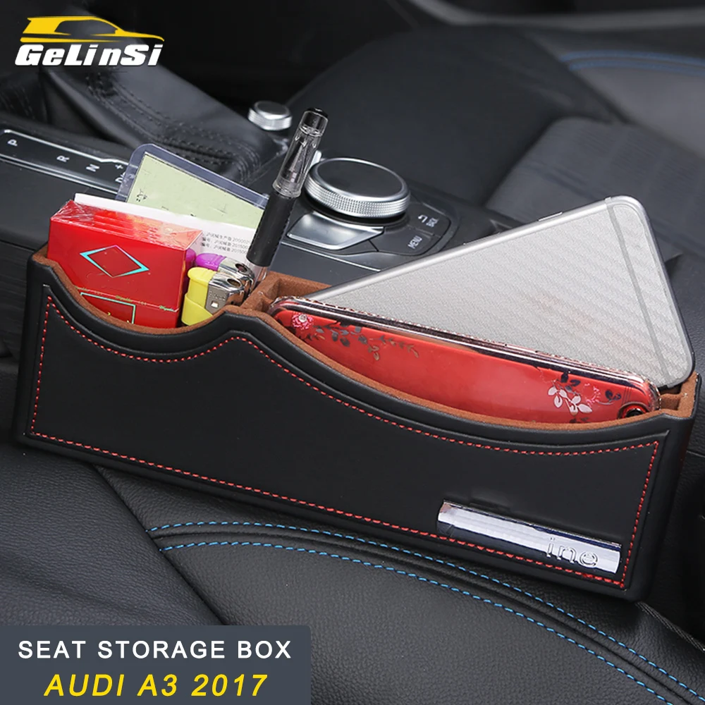 

GELINSI Front Seat Storage Organizing Box Panel Cover Trim Frame Sticker Interior Accessories For Audi A3 2017 Car Styling