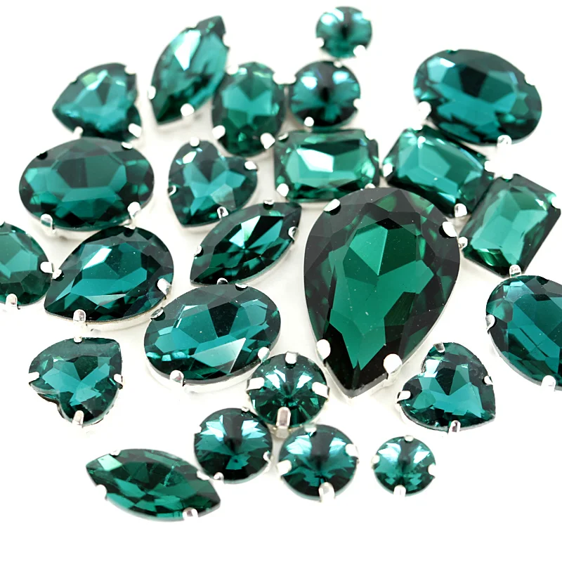 

Mixed Shapes Blue Zircon Round Sew On Rhinestones With Gold Claw Flatback Sew on Claw Rhinestones For Garment Decoration Y3505