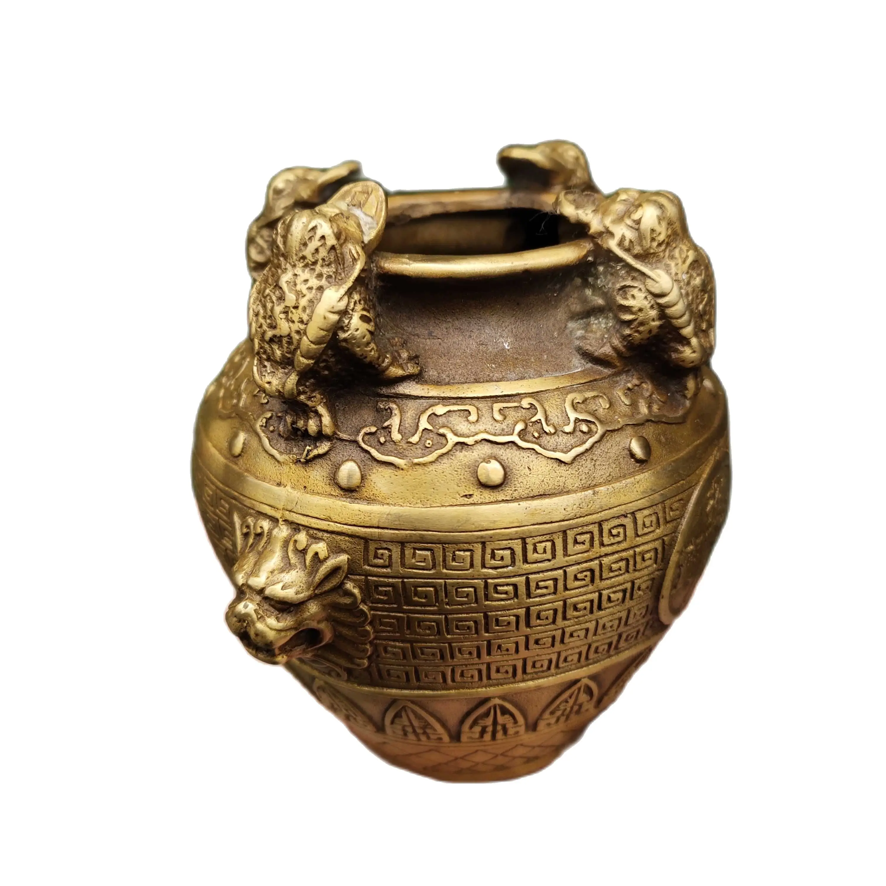 

Chinese Old copper metal Golden Toad pot Home decoration crafts collection