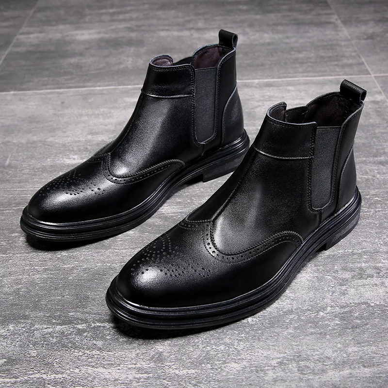 7501 Split Leather Misalwa/мужские ботинки челси; Формальные кожаные модельные ботинки; элегантный британский полуботинок; стильные модные ботильоны; Мужская обувь с острым носком - Цвет: 7501 Split Leather
