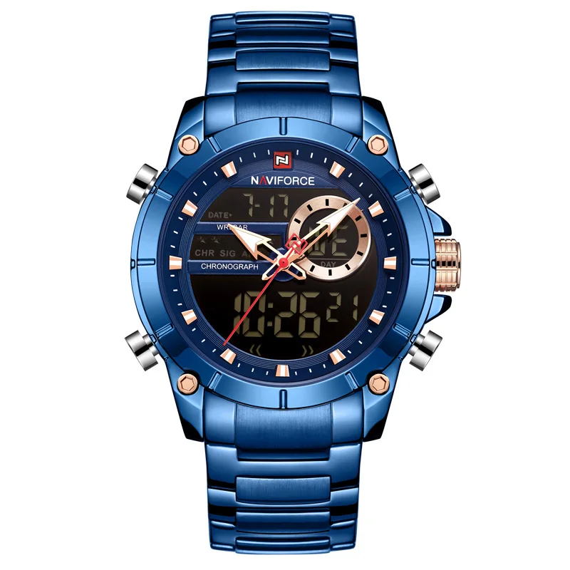 Новинка NAVIFORCE Топ люксовый бренд мужские часы кварцевые мужские часы дизайн спортивные часы водонепроницаемые наручные часы из нержавеющей стали Reloj Hombre - Цвет: BEBE