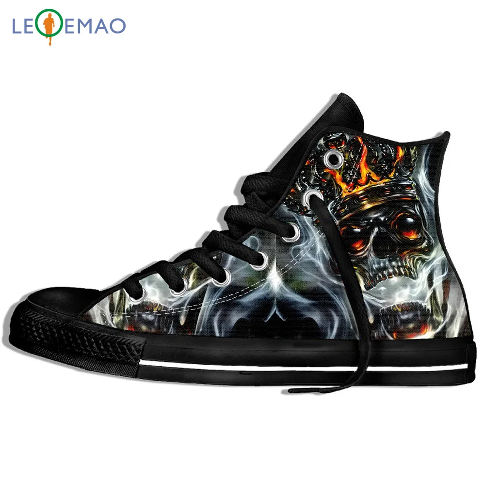

Outdoor Walking Shoes Metal Crown Men/Skull Print Spring Autumn Winter Hip Hop Canvas Sport Shoes Comfortable Students Sneakers