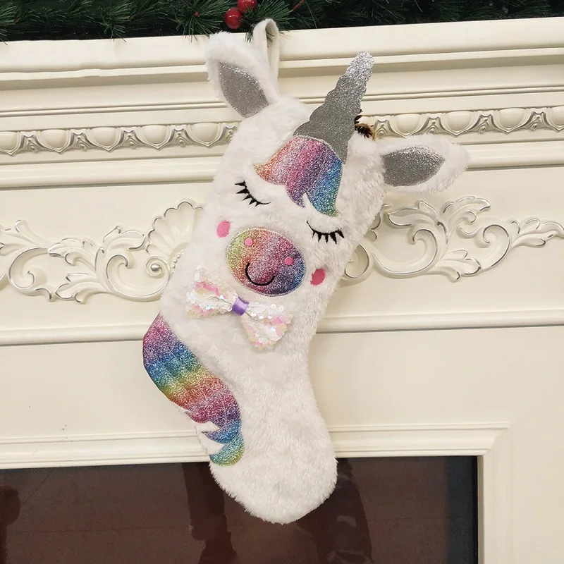 Рождественские украшения для камина; подарочные носки с животными из мультфильмов; Плюшевые Висячие рождественские чулки; Праздничная вечеринка