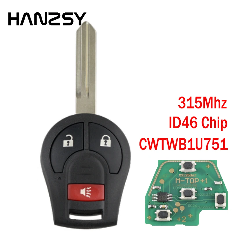 2+1/3 Buttons Car Remote key For NISSAN Qashqai Sunny Sylphy Tiida X-Trail Rogue Versa 2008-2016 CWTWB1U751 ID46 Chip 315Mhz