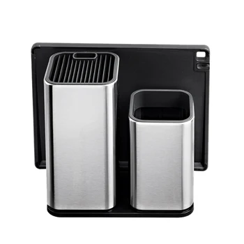 

Stainless Steel Knife Holder Storage Cutlery Block Stand Large Capacity Cooking Accessories