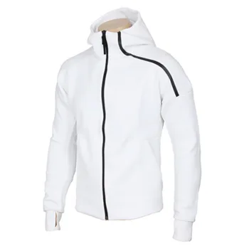 

Men's Solid Color Hoodie Sweatshirt Gentleman Men's Running White Cotton Hoodie Fitness Cardigan Sports Casual Jacket