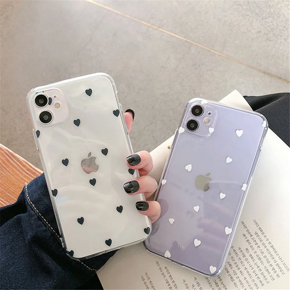 Moskado Love Heart Clear Phone Case For iPhone 12 Mini Pro 11 13 Pro Max X XR XS Max 7 8 6 6s Plus SE 2020 Soft TPU Back Cover apple iphone 12 mini  case