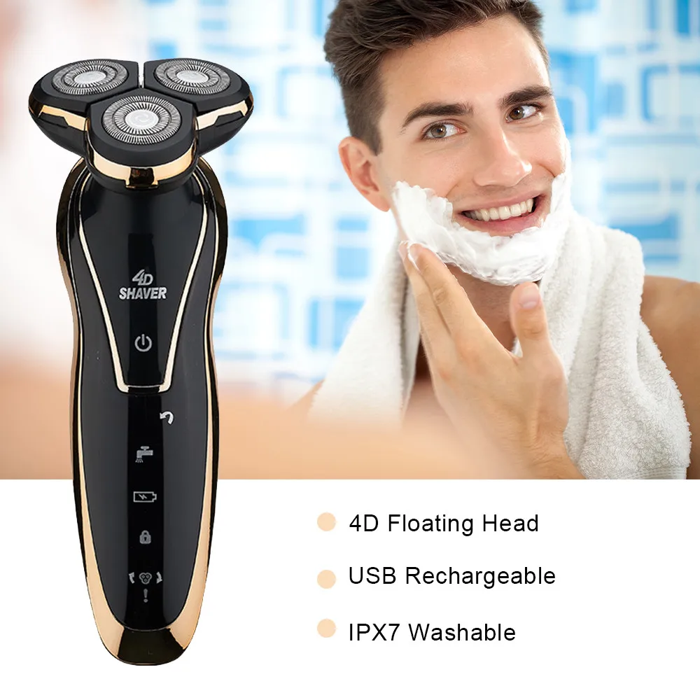 

Electric Shaver For Men 4D Floating Heads Anti-pinch Washable Beard Trimmer Shaving Machine Portable Electric Razor For Men