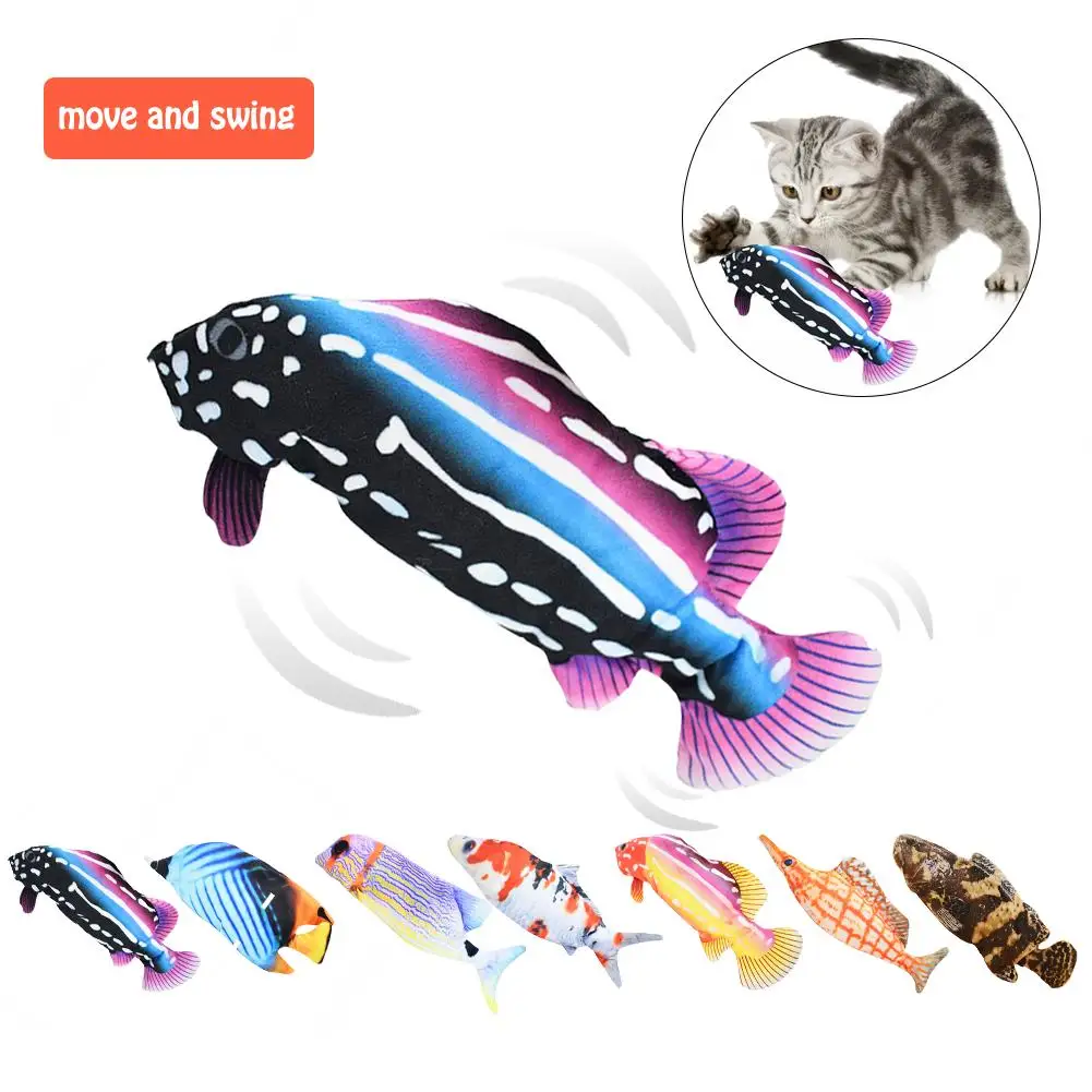 

Moving Fish Electric Toy For Cat USB Charger Interactive Cat Chew Bite Toys Catnip Supplies Kitten Fish Flop Cat Wagging Toy