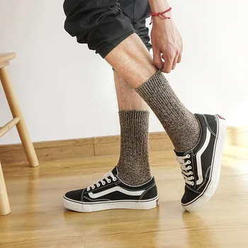 

Winter new men's thick needle drawing solid color wool socks fashion thick warm cotton terry socks 5 pair