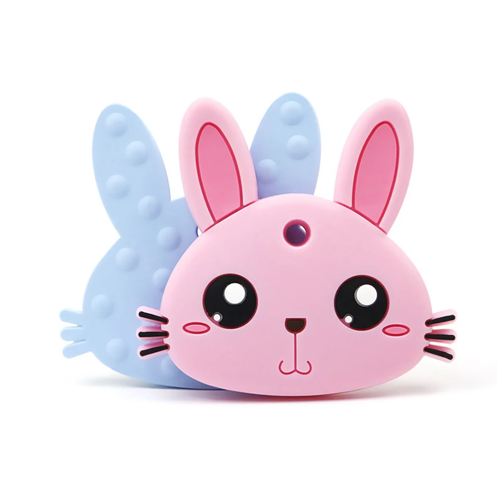 Мягкий силиконовый детский чувствительный Прорезыватель с мультяшным Кроликом, жевательные массажные игрушки для кормления