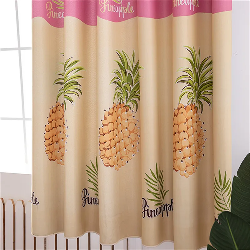 High Shading Window Curtains Pineapple Printed Blackout Curtain Punching Ultra Soft Curtains For Bedroom Living Room Decoration