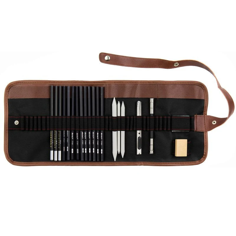 Black 21pcs 21/29Pcs Sketching Drawing Art Tool Set with Charcoal Pencils Sketch Tools UY8 - Цвет: Black 21pcs