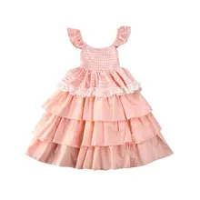 Pudcoco/Модные Детские платья для маленьких девочек на весну-осень; Кружевное платье-пачка принцессы с оборками на свадьбу; платье для дня рождения