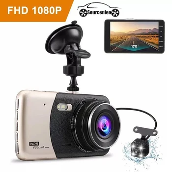 

4 Inch Auto Camera Dual Lens FHD 1080P Dash Cam Video Recorder With LED Night Vision Rear View Camera Car DVR