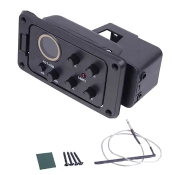 

KLT-10B 4 Band EQ Equalizer Preamp Guitar Pickup with Tuner Hard Bridge Piezo Pickup for Travel Guitar 36 and 38 Acoustic Guitar