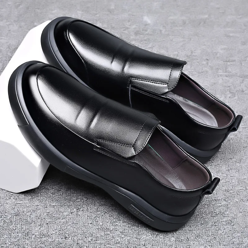 

Spring New Style 2020 Leather Shoes Men's Men Casual Wear-Resistant Soft-Sole round-Toe Breathable Black Business Dress Shoes