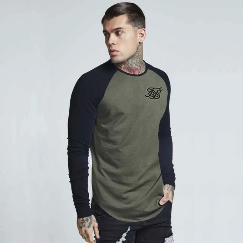 Sik Silk Мужская футболка брендовая одежда с вышивкой Siksilk футболка нижняя хип-хоп мода Sik футболка Повседневная шелковая Футболка мужская - Цвет: Армейский зеленый