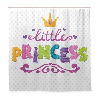

Girls Little Princess Quote Print Shower Curtain 60x72 Inch, Home Decorative Polyester Bath Curtain with 12 Hooks