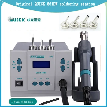 Best Original 1000W220/110V QUICK 861DW Heat Gun Lead Free Hot Air Soldering Station Microcomputer Temperature Rework Station 7nozzle
