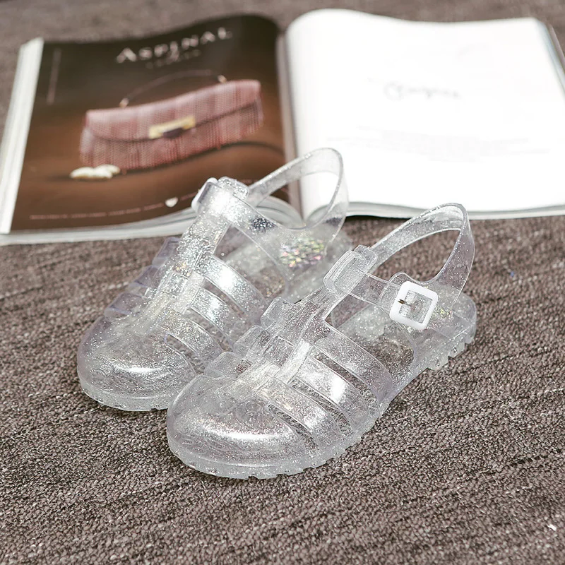 Women Sandals Women Flats Comfortable Sandals Brand Summer Women Shoes Crystal Jelly Flat Sandals EUR 36-40 Bling Plastic Hollow-out Sandalias 4 Colors Beach Slippers