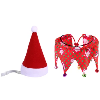 

2Pcs Christmas Dogs Bandanas Pet Hat Adjustable Santa Claus Bandana with Bells